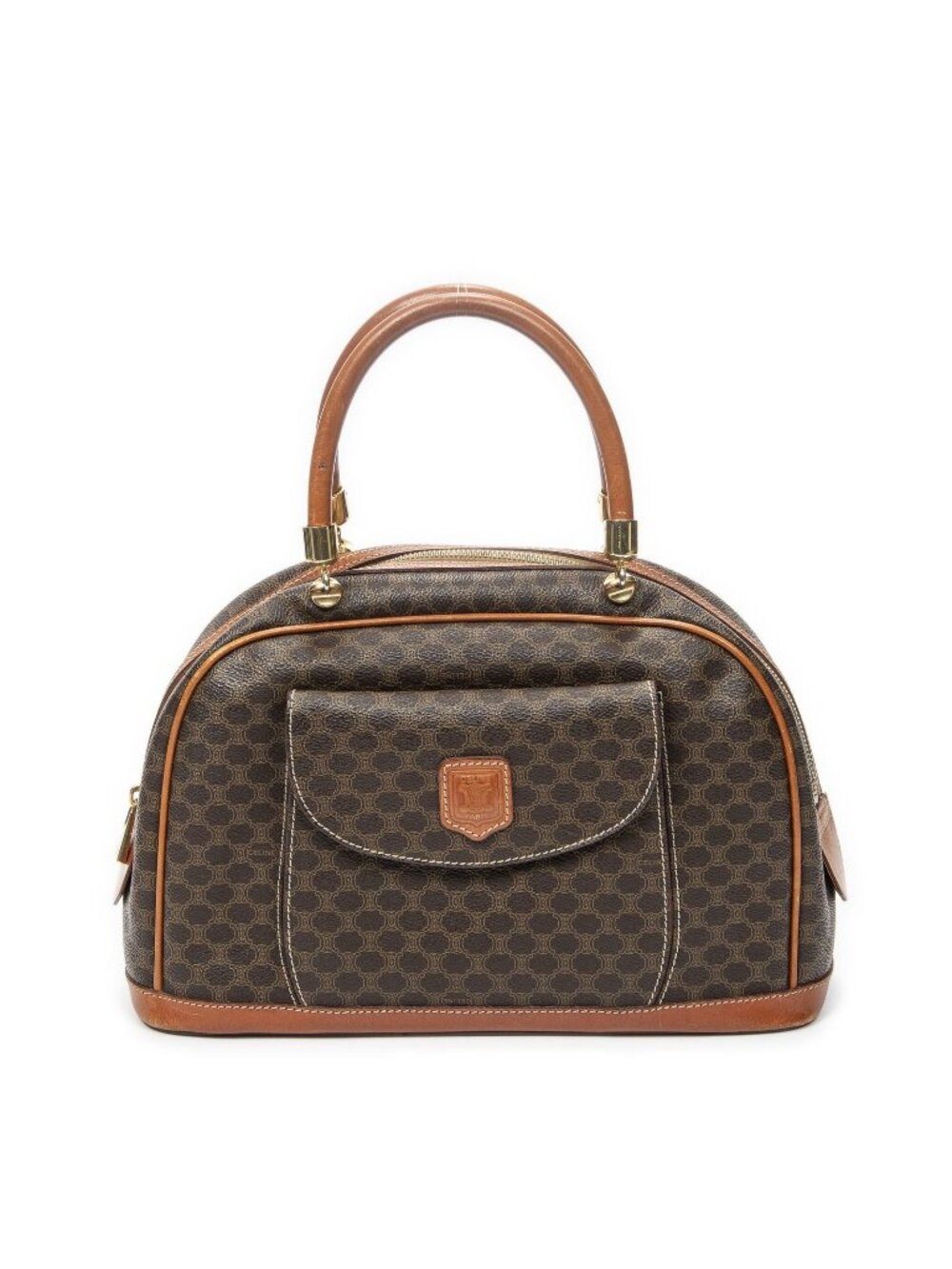 Celine Dome Top Handle Brown Macadam Canvas